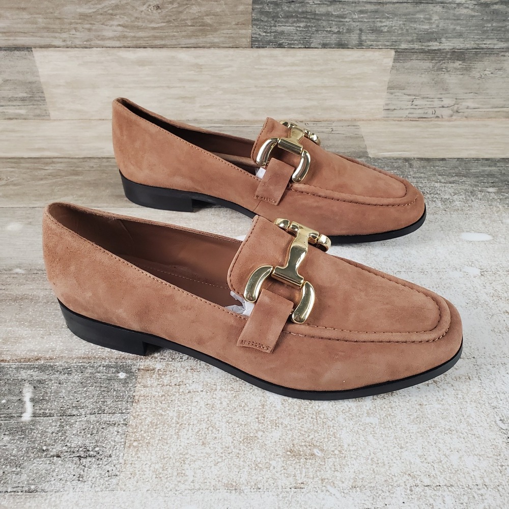 Diba True About It Slip On Shoes Brown Suede Loafers Horsebit Buckle